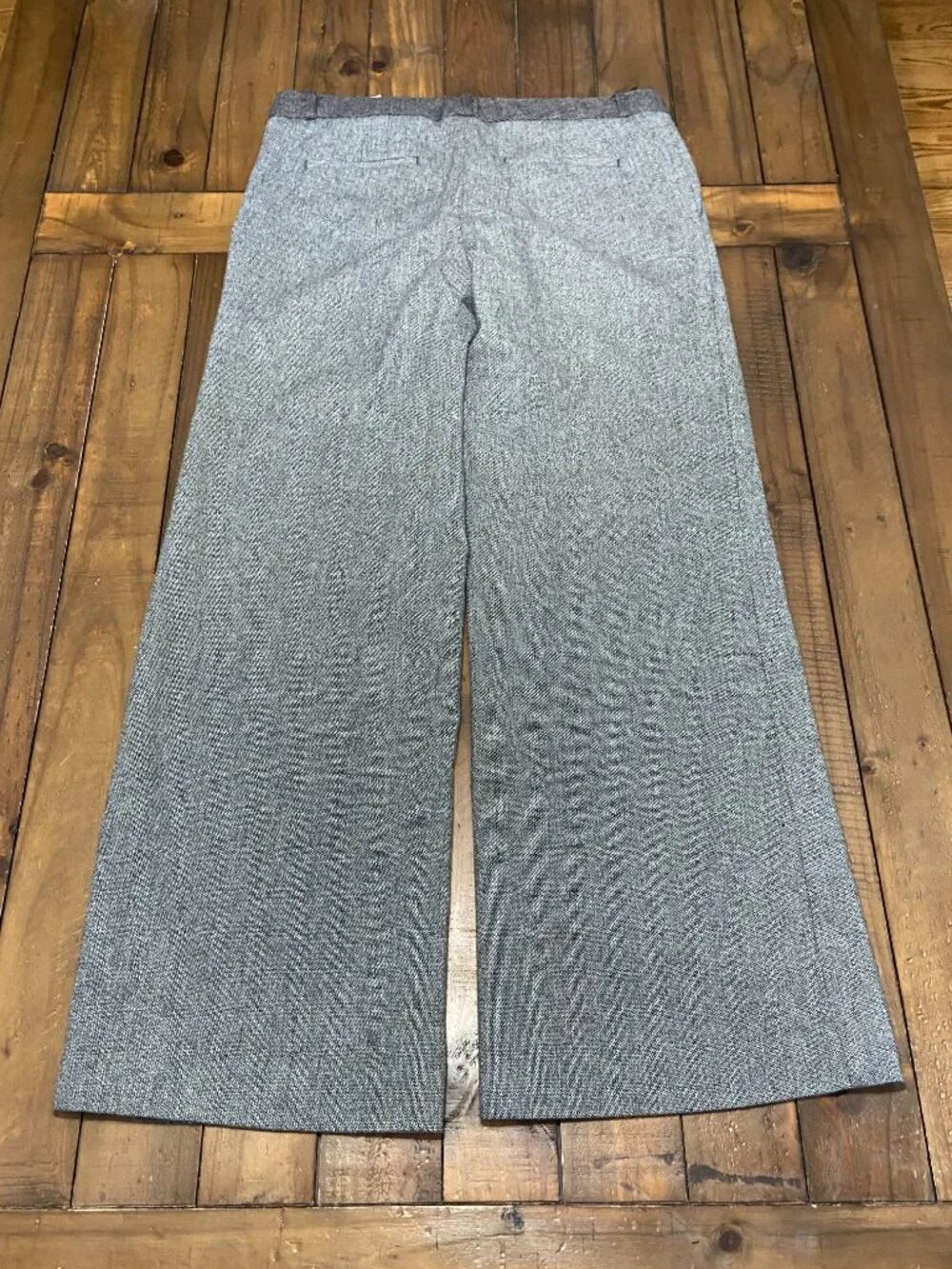 Banana Republic Herringbone Tweed Wide-Leg Trousers - Gray/Black -‎ Size 14